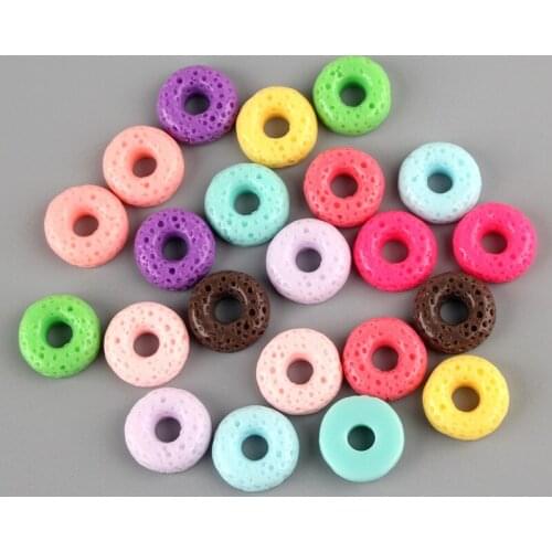 Mini order 20pcs Solid Colors Food Donut Kawaii Resin Cabochons Ornament Accessories Embellishments Scrapbooking Patch Sticker