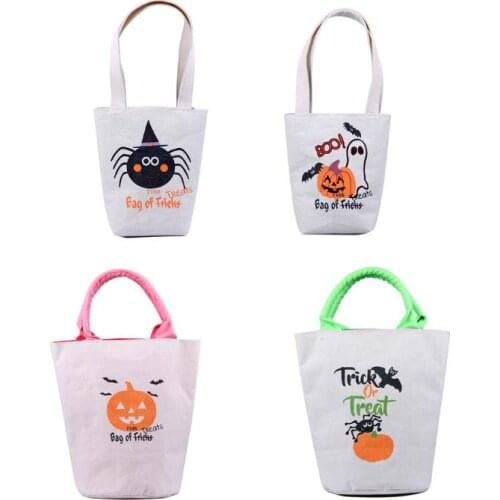Halloween Trick Or Treat Tote Bag With Handles Reusable Canvas Bag For Candy Gifts Grocery Favors Shopping For Kids Adults SN312