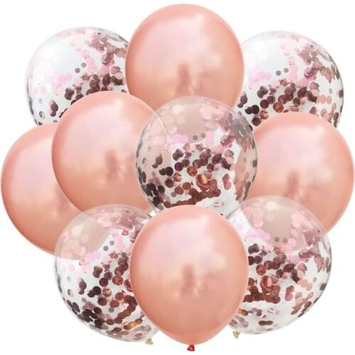 New Rose Gold Latex Balloon Confetti Helium Balls Baby Birthday Party Decor Kids Balloons Wedding Party Decoration Baloon Ribbon