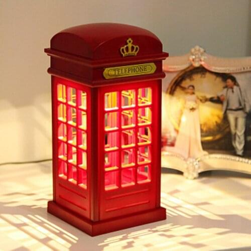 Mycyk new LED Retro London Telephone Booth Design Table Lamp Stylish Design USB Rechargeable LED Touch Night Light Lamps bedroom