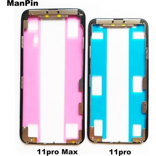 2pcs/lot Original Bezel Frame for iPhone 11Pro MAX XS X LCD Screen Display Panel Glass Repair with Sticker Film Mobile Phone Fix