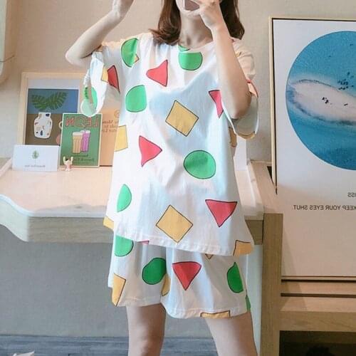 Pijama Sin Chan Womens Pajamas Woman Summer Cotton Pajamas Sets Home Clothes for Young Women Sleepwear