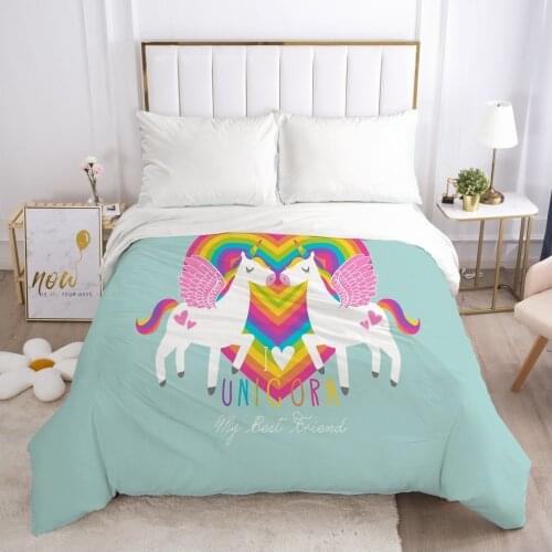Unicorn Cartoon Duvet Cover with Zipper Comforter/Quilt/Blanket Case 180x210 200x220 3D Bedding For Baby Kids Child Girls Boys