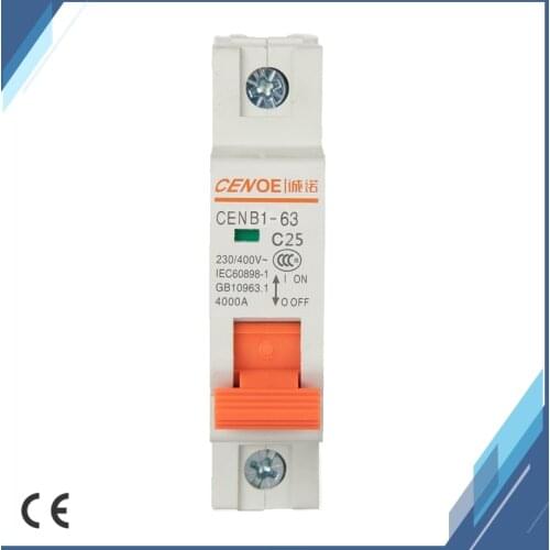 CENOE brand Good quality cheap price new shape short circuit and overload protection 1P 25A AC 240V miniature circuit breaker