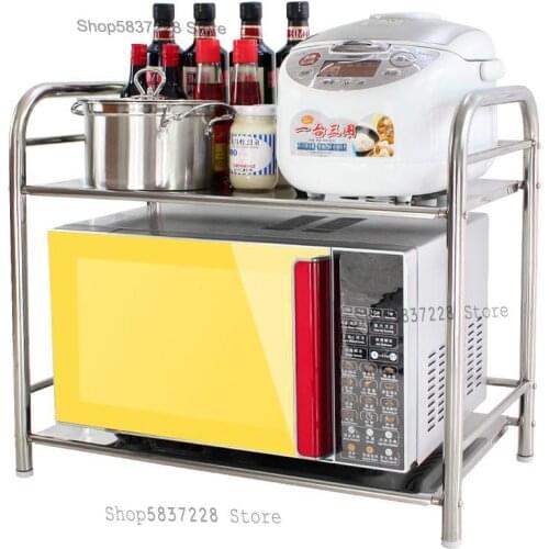 Kitchen stainless steel rack double microwave oven rack oven rack 2 layer seasoning rack storage rack kitchen supplies