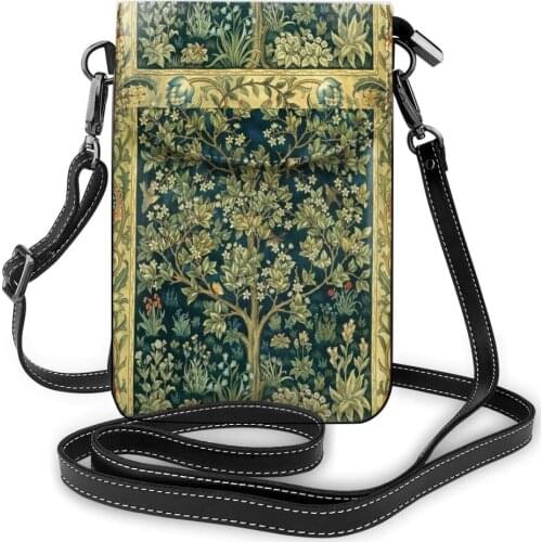William Morris Fabric Shoulder Bag William Morris Fabric Leather Bag Pattern Multi Purpose Women Bags Purse