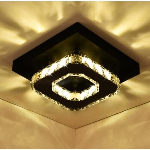 Square Crystal Aisle LED Ceiling Light Corridor Entrance Lamp Modern LED Ceiling Lamp Creative Living Dinning Room Light Fixture