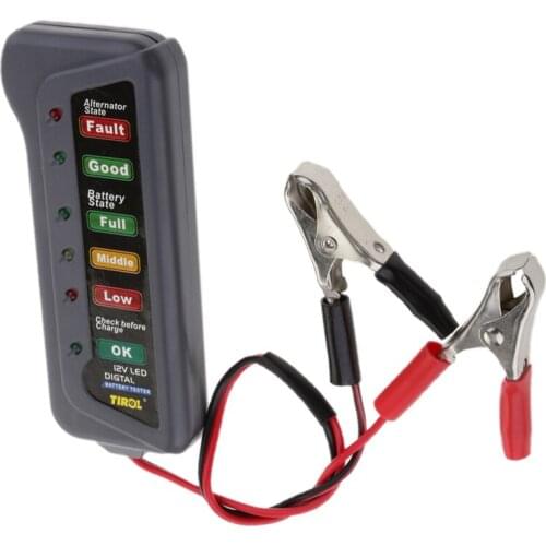 12V Car Motorcycle Digital Battery Alternator Load Tester 6 LED Display