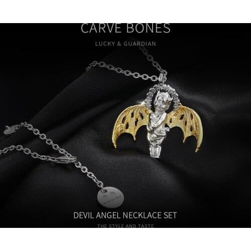 CARVE BONES [Devil Angel] 925 silver 18K gold plating outside Necklace nike air max