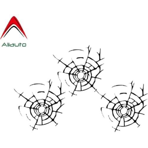 Aliauto Funny Car Sticker Bullet Holes Glass Art Vinyl Motorcycle Accessories PVC Decal Black/Silver for Skoda Volvo,16cm*13cm