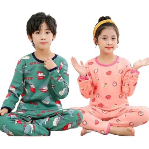 Winter Pajymas for baby boys girl velvet cotton Homewear Pajamas children Pyjamas Kids Nightwear 2-13Y unisex teenage clothes