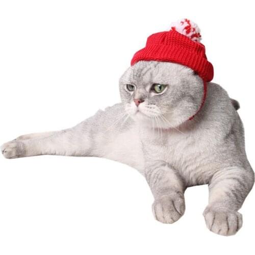 1pc Winter Worm Soft Fluffy Solid Color Red Adjust Cotton Christmas Cap Pet Cat Dog Puppy Hat Christmas Party Decoration
