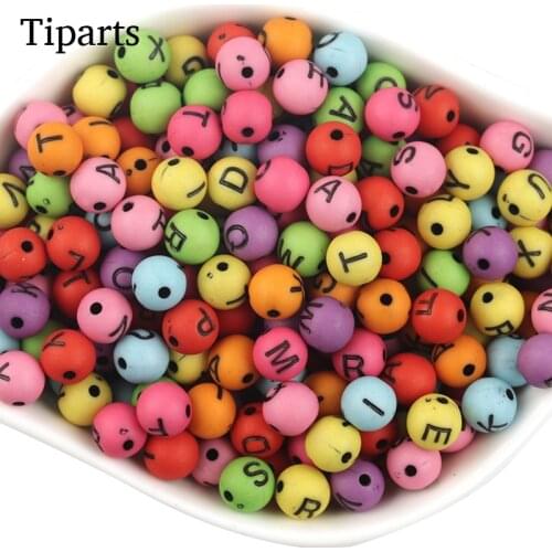 100pcs/Lot 8mm White Flat Acrylic Letter Beads Hole 1.6mm Round Bead For Bracelet Necklace DIY Women Jewelry Findings