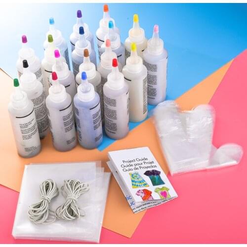 18pcs Colorful Tie Dye Kit DIY Garment Graffiti Fabric Textile Paint 120ml Non-toxic Clothing Tie Dye Kit Pigment Set