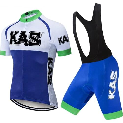 2021 Cycling Wear KAS Blue Bike Jersey Quick Dry Bicycle Clotheing Mens Summer Team Cycling Jerseys 20D Bike Shorts Set