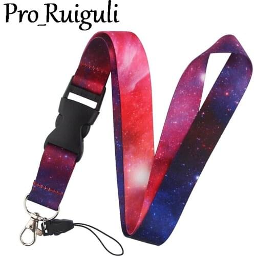 30pcs Vast starry Night Sky Nebula Lanyard for Key Phone Cool Neck Strap Lanyard for Camera Whistle ID Badge Cute webbing ribbon