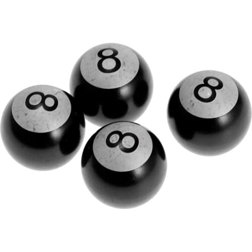 4x 8 Ball Style Universal Motor Car Wheel Tire Air Valve Stems Cap Caps Black