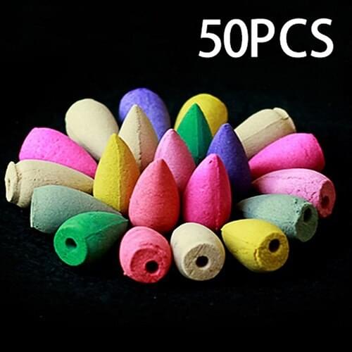 50Pcs Household Natural Reflux Tower Incense Tea Smoke Backflow Incense Or Gourd Burner Fragrant Reflux Aromatherapy Cones