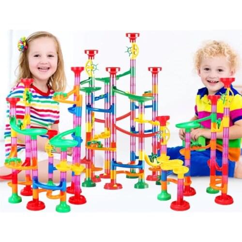 80/105/109PCS Set Marble Runs Pipeline Race Track Roll Ball 3D Building Construction Blocks Games Toys Gifts for Kids Children