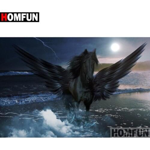 HOMFUN Full Square/Round Drill 5D DIY Diamond Painting "Wings horse" Embroidery Cross Stitch 5D Home Decor Gift A16449