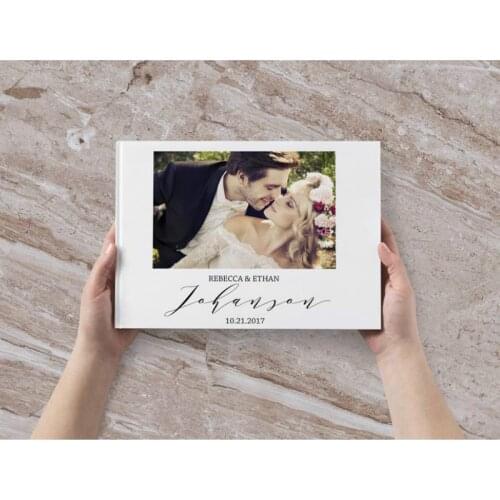 Custom White Wedding Guest Book Photo Wedding Guest Book, Personalized Guest book with Your Picture, Alternative Guest Book