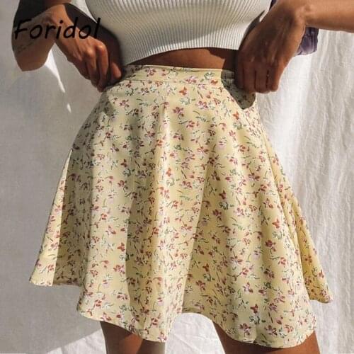 Foridol Bohemian Floral Print Chiffon Skirt Summer Women Boho Beach Mini Skirt Casual A-line Short Skirt Faldas Mujer 2021