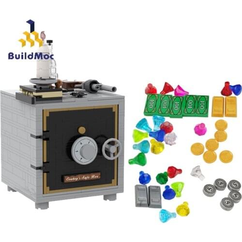 BuildMOC City safety Accessories Cowboy strongbox Building Blocks MOC Creator Expert Secure Model Bricks Toys For Children Gifts