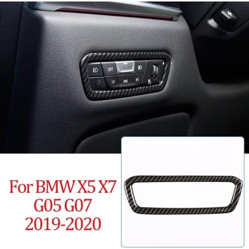 For BMW X5 G05 X7 G07 2019 Carbon Fiber ABS Headlight Switch Decoration Trim Frame Car Accessories