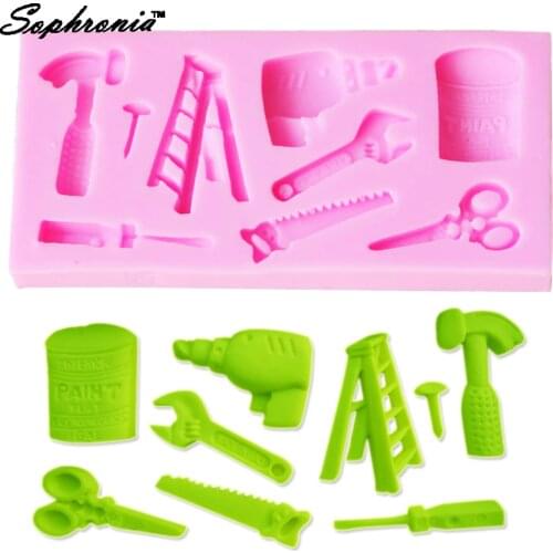 Sophronia Shear Electric Drill Hammer Tools Fondant 3D Silicone Cake Molds, Candle Molds, Chocolate Moulds, Bake Ware M143