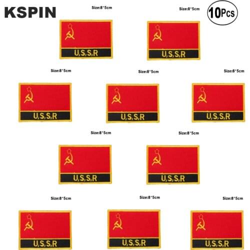 USSR Flag Embroidery Patches Iron on Saw on Transfer patches Sewing Applications for Clothes in Home&Garden