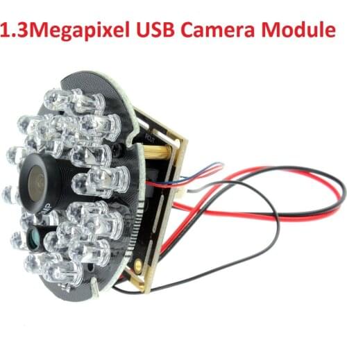 H1.3mp HD Low Light AR0130 CMOS 8mm Lens Night Vision USB IR Camera Module with 5V infrared IR Led Illuminator Board for CCTV