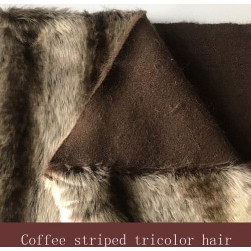 Autumn and winter artificial fur, coffee stripe three-color wool, clothes and shoes, plush fabric