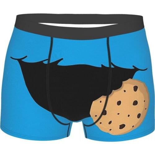 Cookie Monster Sesame Street 80s Childrens TV Series Underpants Cotton Panties Male Underwear Print Shorts Boxer Briefs
