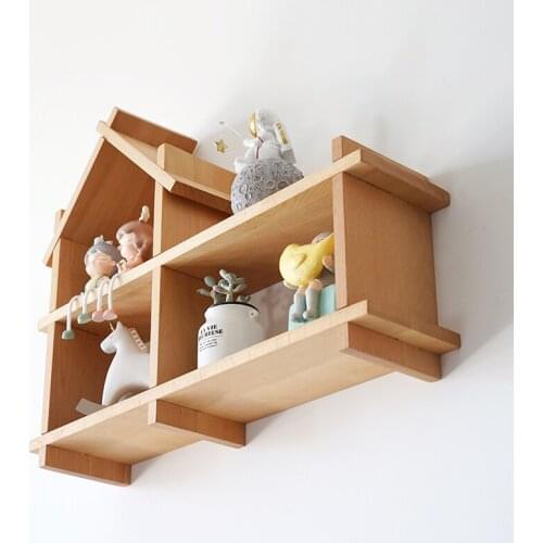 Nordic Style Creative Shelf Organizer Living Romm Wall Decoration Solid Wood Storage Rack Reading Room Wall Received Wall Shelf