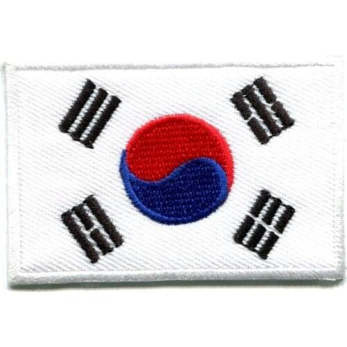 Hot! Flag of South Korea Korean asia embroidered applique iron on patch (Size is about 6 * 4 cm)