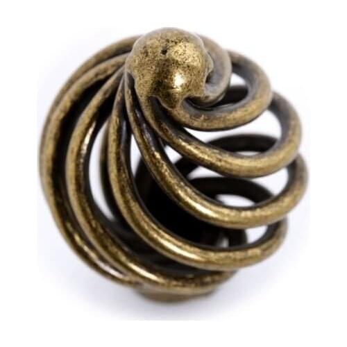Small Size Round Antique Brass Birdcage Furniture Drawer Pull Handle Cabinet Knobs Iron Material ( D:35MM H:55MM )