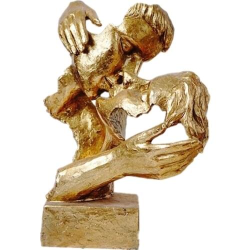 Couple Lover Mask Statue Kissing Couple Figurine Resin Bust Figurines Retro Interior Home Desk Decoration