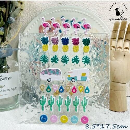 Panalisacraft Cute Flamingo puffy stickers pineapple Scrapbooking Creative Stickers for Cards Decor Handmade embellishment