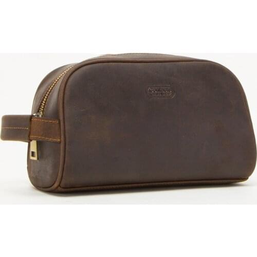Fashion leather multifunctional clutch bag Crazy horse leather wash bag