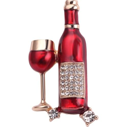 Cartoon Red Wine Bottle Mini Brooches Glasses Couple Pins Red Wine Bottle cup Brooches Enamel Pin Badge For Lovers Best Friend