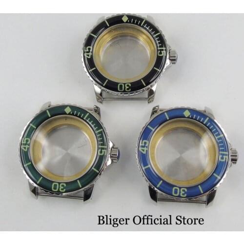 3 Colors High Quality 45mm Men Watch Case with Rotating Bezel Fit MIYOTA Automatic Movement