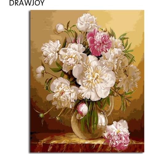 DRAWJOY Flower Framed Picture DIY Painting By Numbers Painting & Calligraphy Home Decoration For Living Room Wall Art