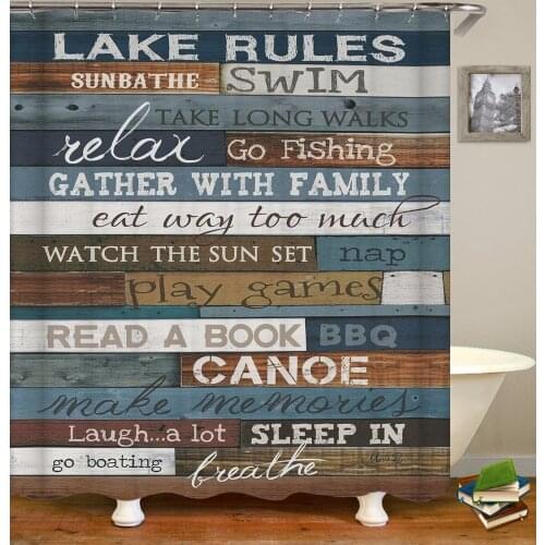 Retro Wood Door Wall Hanging Bath Screen Geometric Shower Curtains Bathroom Waterproof Christmas Decor Multi-size Shower Curtain