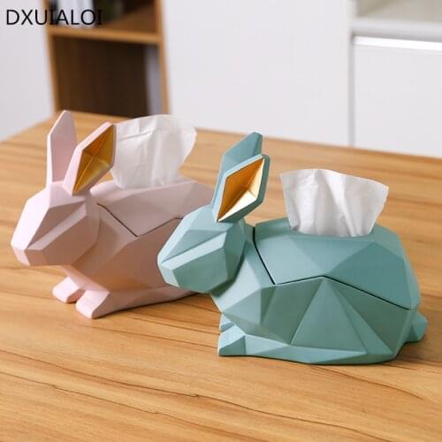 Nordic geometric rabbit creative tissue box drawer tray modern minimalist living room decoration desktop storage box home decor