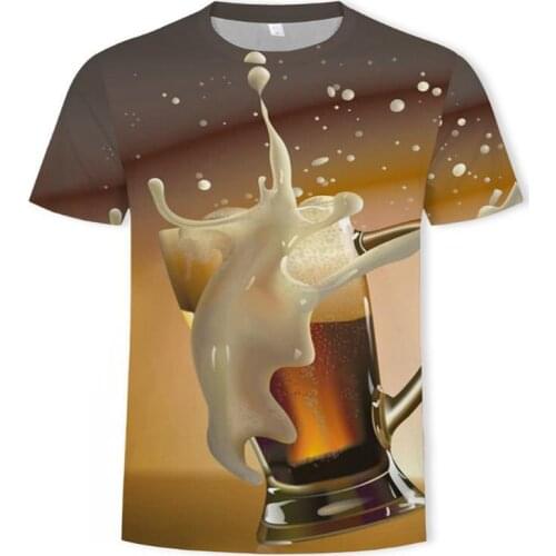 New 3d T -Shirt Men 'S Beer /Hamburger /Poker Hip -Hop O -Neck Short Sleeve Men /Women T -Shirt Printed T -Shirt Top