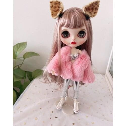 Blythes doll clothes fashionable joker pink fur coat furry coat and jacket suitable for 1/6 blythes size doll accessories