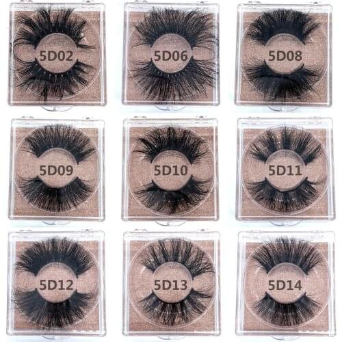 Wholeasle Square box 25mm False eye lashes 20/30/50 pairs thick False Eyelashes Extension Sexy Natural Soft Mink Eyelashes 5D02