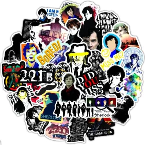 10/30/50 PCS Sherlock personality cartoon graffiti laptop computer car motorcycle teacup skateboard sticker childrens toys
