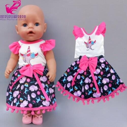 Doll unicorn dress fit for 43cm new born baby doll 18 inch girl doll clothes dress