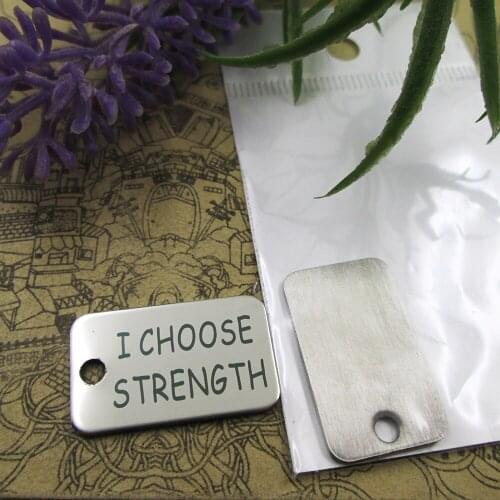20pcs--"I CHOOSE STRENGTH"stainless steel charms 5 styles for choosing DIY Charms for necklace bracelets